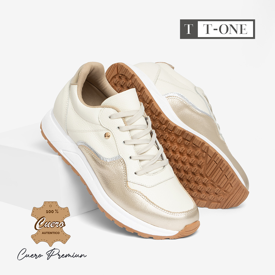 ZAPATILLAS MUJER DORADO - HUESO