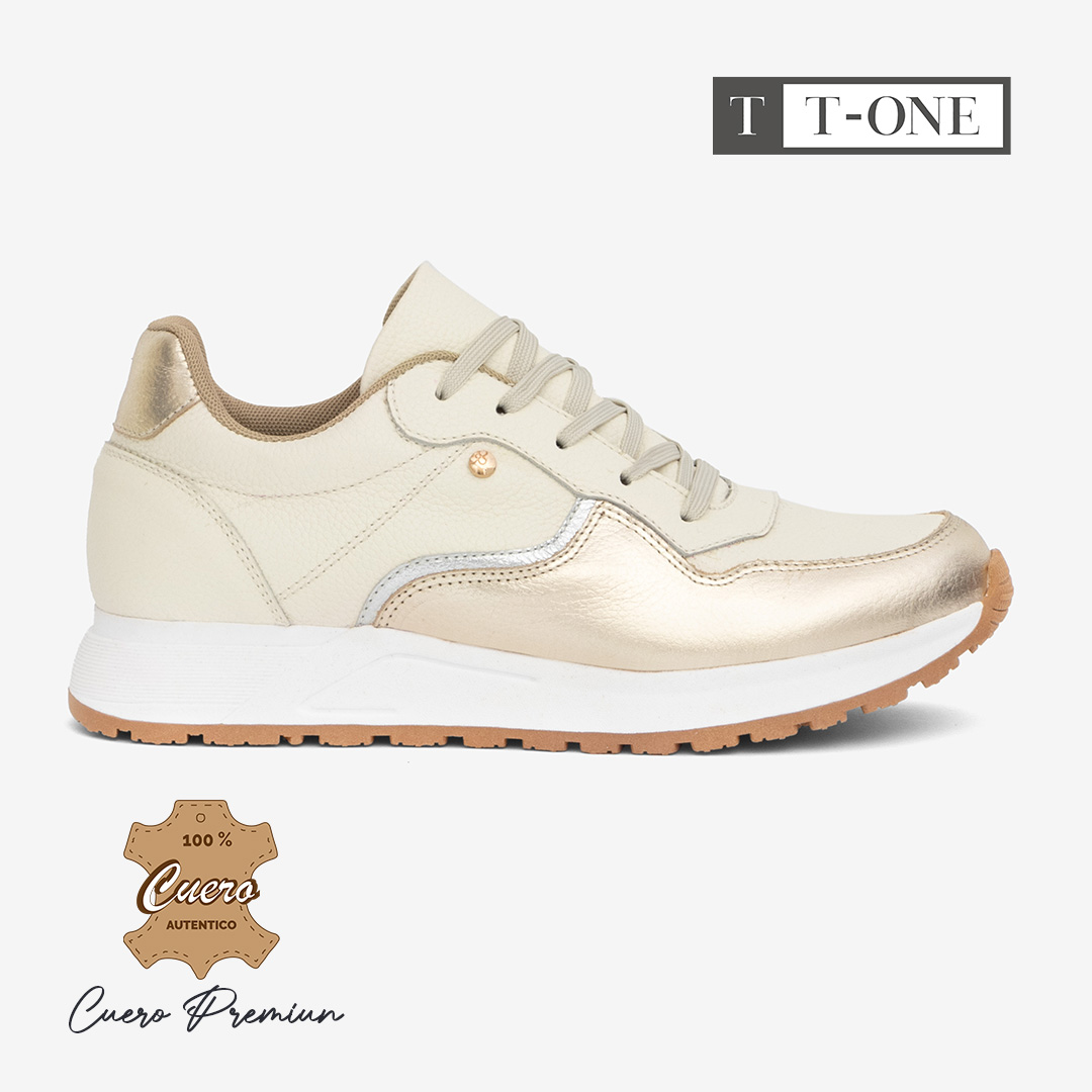 ZAPATILLAS MUJER DORADO - HUESO - Imagen 3