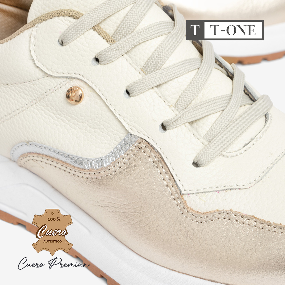 ZAPATILLAS MUJER DORADO - HUESO - Imagen 4