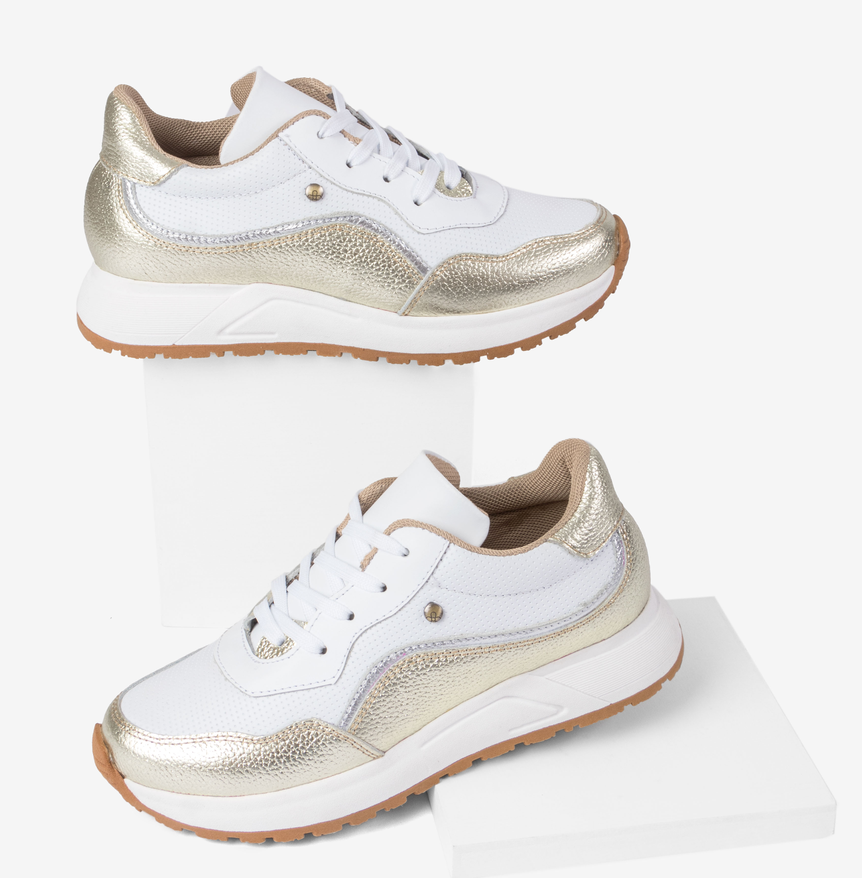 ZAPATILLAS MUJER BLANCO DORADO — 2